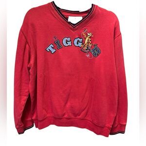 Vintage Disney Women’s 90s Red Tigger Long Sleeve V Neck Sweatshirt - Size Large